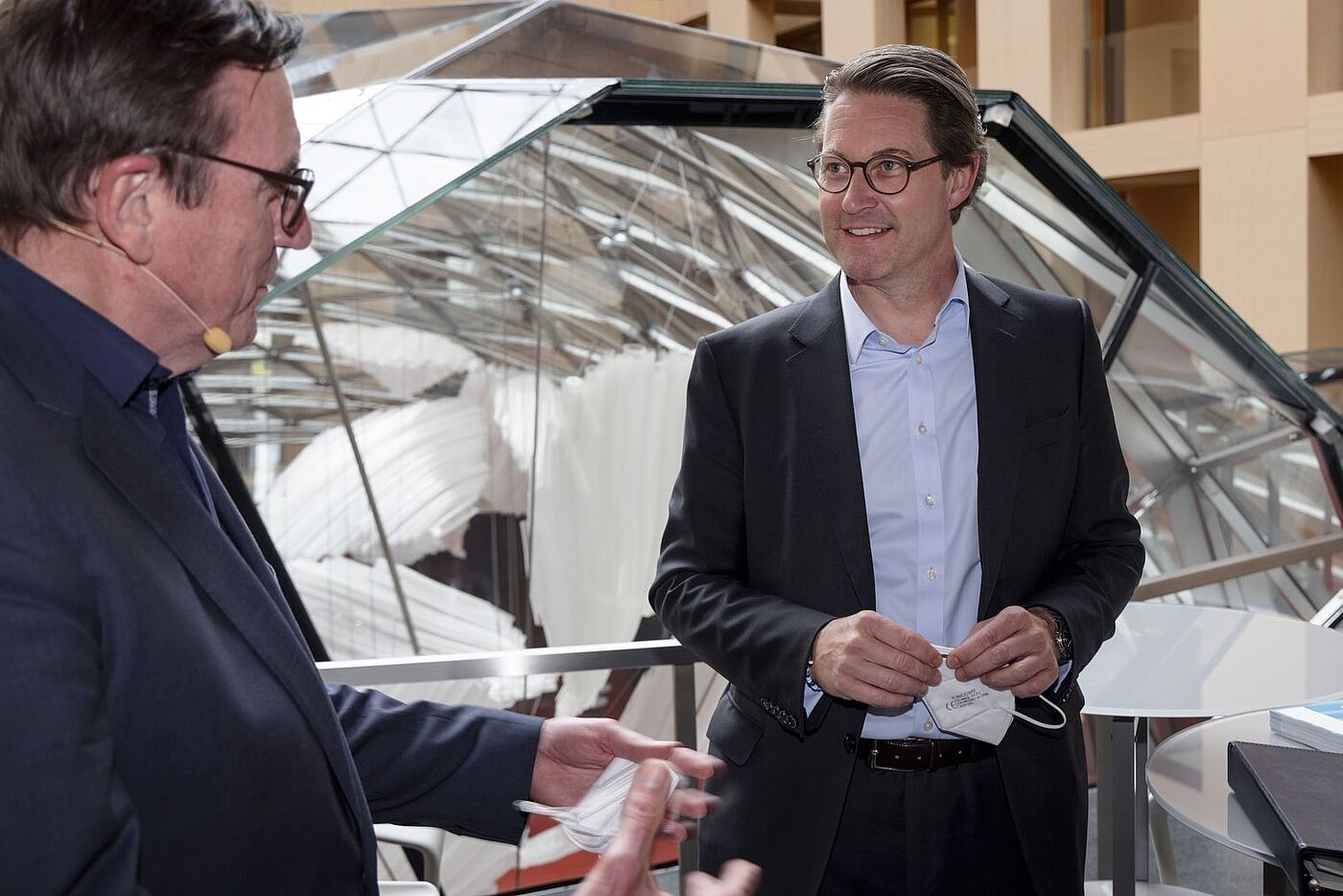 Parlamentarischer Abend So geht #Fahrradland: Bundesverkehrsminister Andreas Scheuer (CSU) und der ADFC-Bundesvorsitzende Ulrich Syberg (v.r.n.l.).