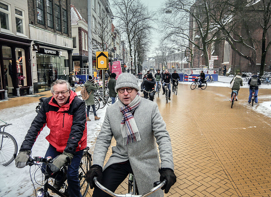 ADFC-Vorstand Ludger Koopmann und Städtetagspräsident Markus Lewe auf dem Rad ADFC_Vorstand Ludger Koopmann und Städtetagspräsident Markus Lewe auf dem Rad in Groningen